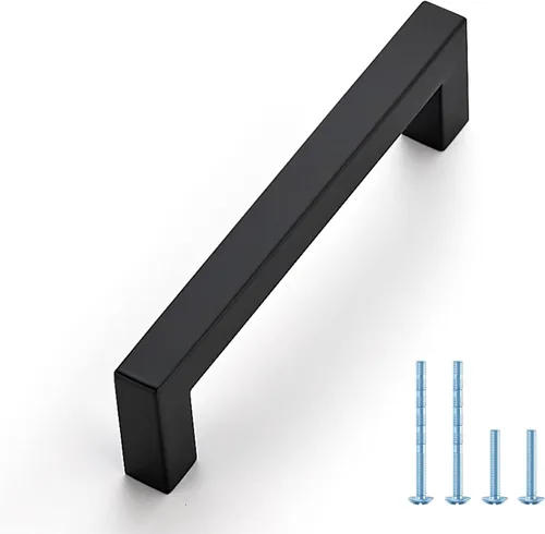Vista 29 de Ravinte Paquete de 5 tiradores cuadrados de gabinete de 2-1/2 pulgadas, manijas negras para gabinetes de cocina, accesorios de cocina negros mate