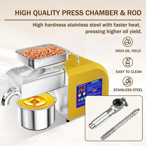 Vista 4 de máquina automática de la prensa del aceite de semilla 1800W, extracción caliente y fría Stainless steel, 11-20 lb/h output, 104-572°F control for