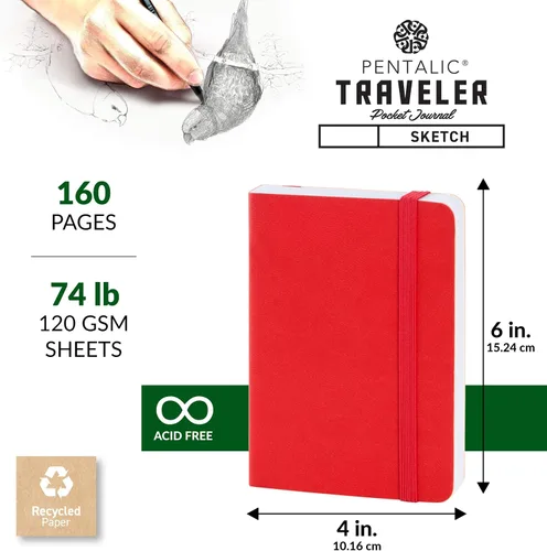 Vista 3 de Cuaderno de bocetos Travelers Dot Grid Pentalic Art, libre de ácidos