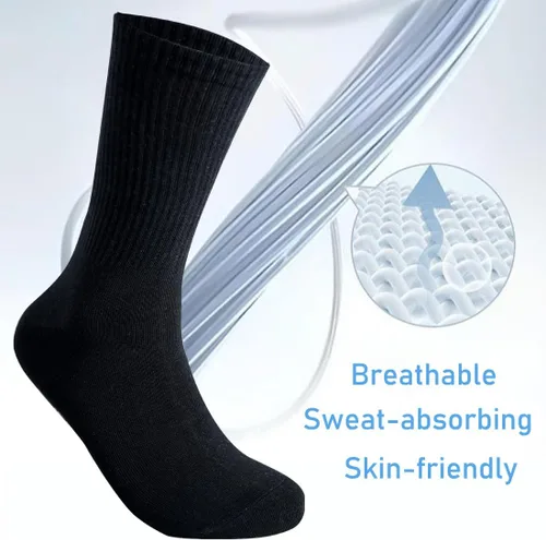 Vista 2 de Calcetines de algodón transpirables para hombre, calcetines suaves para pantorrilla, calcetines para mujer, paquete de 6