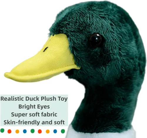 Vista 2 de FRANKIEZHOU Peluche realista de pato real de 12 pulgadas de largo, peluche de pato realista, juguetes de peluche de pato suave, regalos para niños