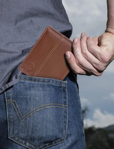 Vista 7 de Timberland Billetera híbrida de cuero para hombre, Coñac