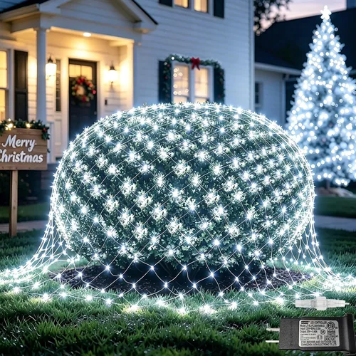 Vista 13 de Pooqla Luces de red solar, 10 x 10 pies, 280 luces LED de red para cenador al aire libre con 8 modos, funciona con energía solar y USB, impermeable