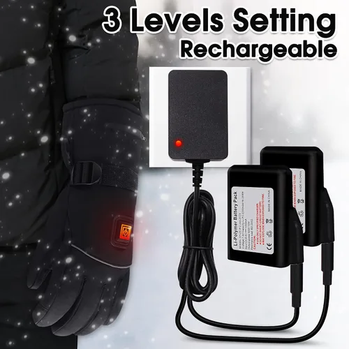 Vista 4 de Rabbitroom - Guantes eléctricos con calefacción para hombres y mujeres, guantes con batería recargable, impermeables, con pantalla táctil, guantes