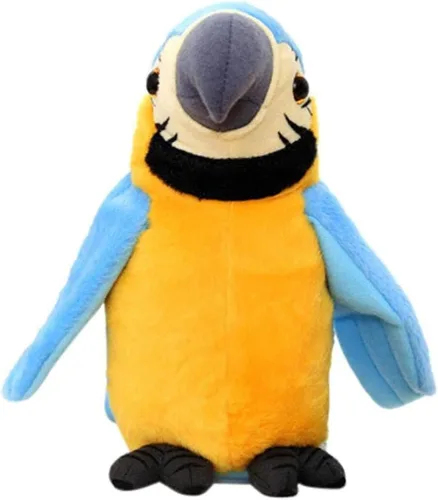 Vista 2 de Loro parlante de guacamayo repite lo que dices, juguete de peluche de disco electrónico, animado pájaro agitado, alas que hablan, loro
