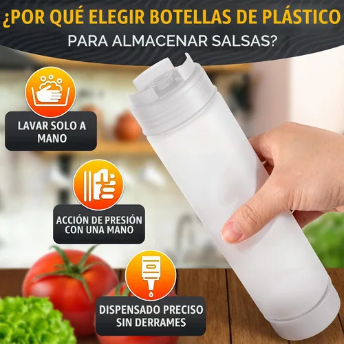 Vista 4 de BURIUS Juego de 6 botellas exprimibles de condimentos invertidos de 16