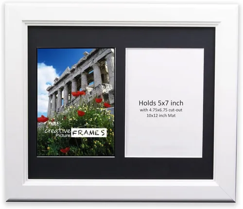 Vista 40 de Creative Picture Frames Marco de Fotos Negro con 2 Aberturas de Vidrio que Contiene Fotografías de 5 por 7 Pulgadas con Paspartú Negro de 10X12