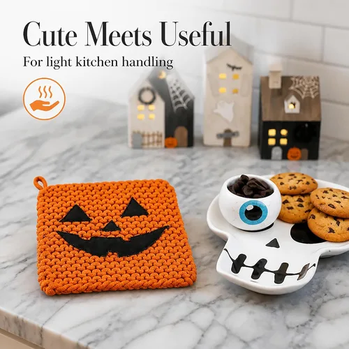 Vista 6 de Mud Pie Soporte para macetas de calabaza de Halloween