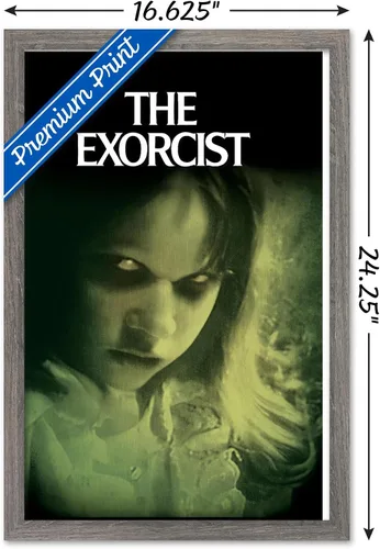 Vista 3 de Trends International The Exorcist - Póster de pared de ojos, 22.4 pulgadas de largo x 14.7 pulgadas, versión enmarcada en madera de granero