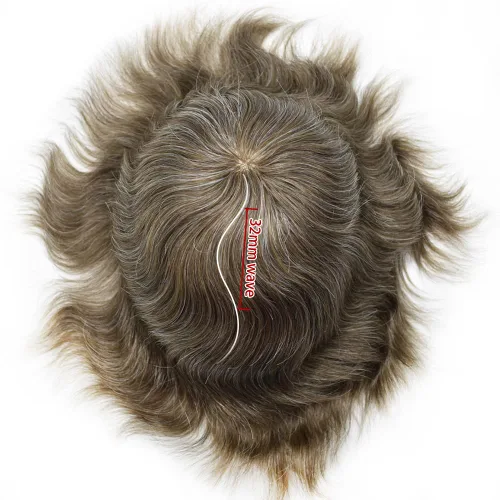 Vista 256 de Toupee para hombre 100% cabello humano real tupé para hombres 0.004 in piel de poliuretano para hombre, sistema de reemplazo de piezas de pelo