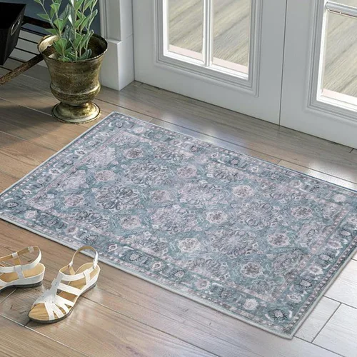 Vista 7 de SERISSA - Tapetes florales vintage, antideslizante, lavable, pequeño, ultrasuave, bohemio, de pelo bajo, para entrada, interiores, habitación