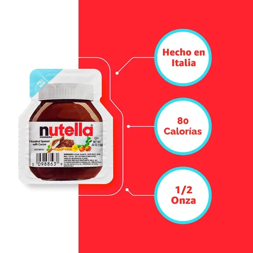 Vista 2 de Nutella Mini Cups – 20 paquetes de aperitivos individuales (0.52 onzas cada uno) + 20 cucharas de madera – golosinas de chocolate de San Valentín