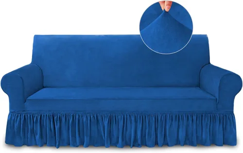 Vista 124 de NICEEC Funda para sofá biplaza, súper suave, 1 pieza, color rojo vino, elástica, universal, de elastano, para sala de estar, fácil ajuste, lavable