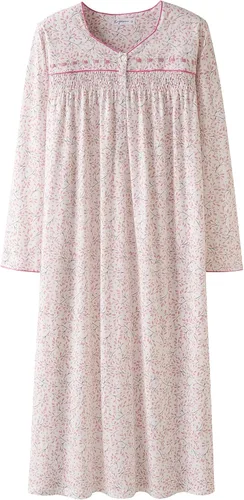 Vista 9 de Keyocean - Camisones para mujer, de algodón suave, cómodo, ligero, bordado, de manga larga, para dormir Azul
