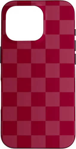 Vista 20 de Funda de diseño simple con diseño a cuadros rojo burdeos para iPhone 16