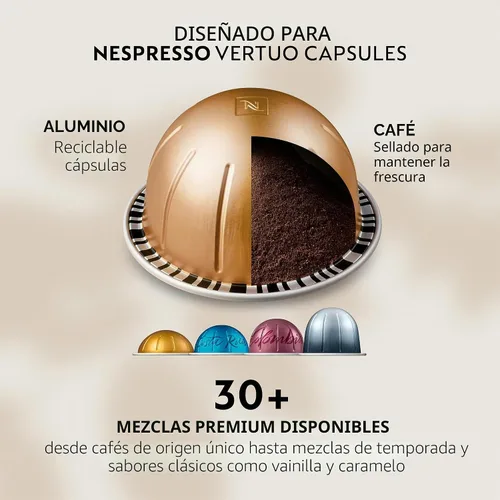 Vista 6 de Nespresso Cápsulas Vertuo, Double Espresso Chiaro, café espresso de tostado medio, 30 cápsulas de café, prepara 2.7 onzas.