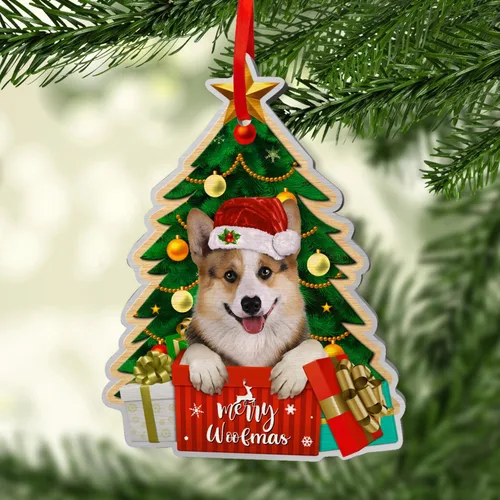 Vista 4 de Corgi - Adornos para árbol de Navidad, adorno de aluminio para árbol de Navidad de Corgi (no 3D), decoración de Navidad 2023 para amantes de Corgi