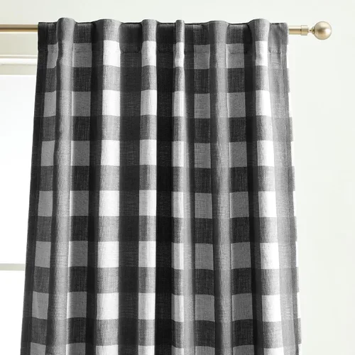 Vista 2 de Grainger Rod Pocket Back Tab Window Curtain Panel, Black - 52" W x 63" L