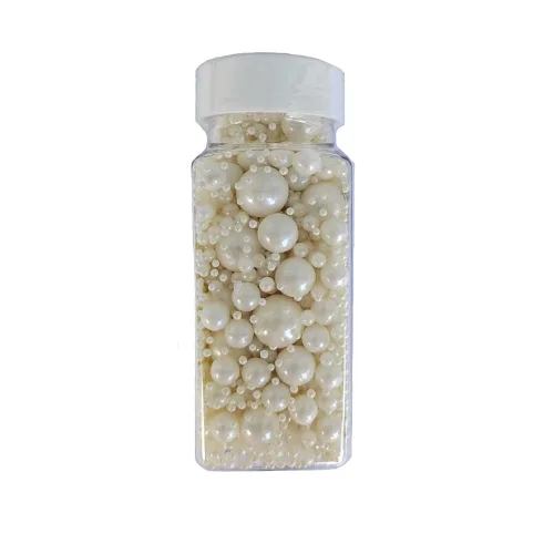 Vista 3 de Eastron Gránulos comestibles de azúcar de perlas blancas comestibles, tamaño mezclado, decoración de pasteles, decoración de cupcakes, decoración