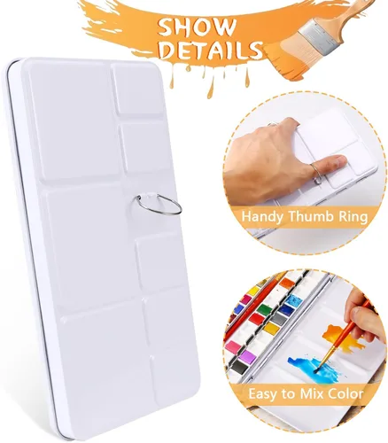 Vista 3 de MYARTOOL Paleta de Acuarela Vacía, Estuche de Pintura de Paleta de Lata de Acuarela Vacía con 48 Medias Bandejas de Acuarela para Paleta de Acuarela