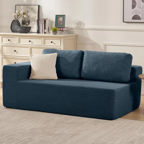 Vista 38 de Furnify Sofá modular tapizado de espuma de 30", Sofá de piso tapizado con almohada, Silla puf para dormitorio y sala de estar, No requiere