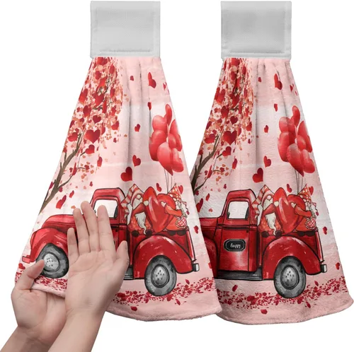Vista 31 de Honey Bee - Juego de 2 toallas colgantes de cocina de verano con lunares y lazo para colgar, toallas de cocina de granja amarillas, suaves
