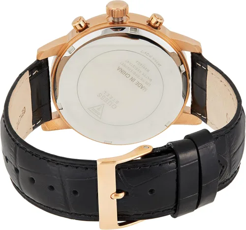 Vista 2 de Guess Relojes de cuero Guess para hombre, reloj de oro rosa, Negro, L, Correa