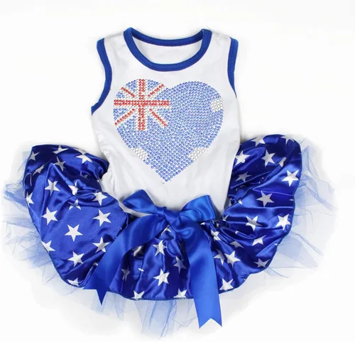 Vista 10 de petitebella cachorro perro ropa nacional corazón tema mascota vestido, XS, Australia