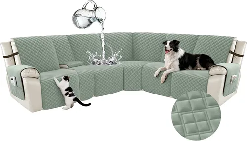 Vista 76 de Arfntevss Fundas para sofá seccional reclinable para sofá seccional en forma de L, funda antideslizante lavable para sofá reclinable con forma de L