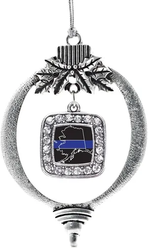 Vista 211 de Inspired Silver - Nana púrpura - Adorno de Navidad plateado - Adorno cuadrado para árbol de Navidad con circonita cúbica - Decoración colgante