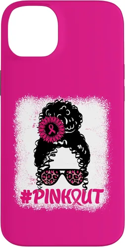 Vista 15 de iPhone 16 desordenado moño desgastado cinta rosa rosa hacia fuera caso cáncer de mama