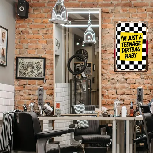 Vista 3 de Letrero de hojalata con la leyenda "I'm Just a Teenage Dirtbag", diseño retro de los años 90, decoración estética de la habitación para el hogar