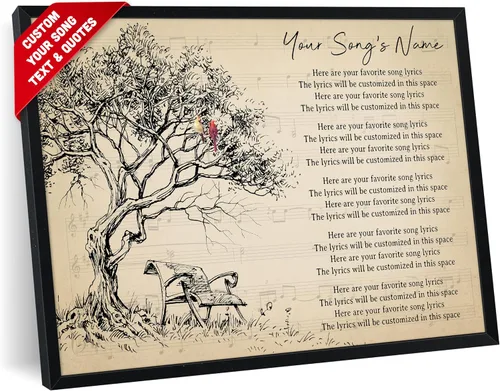 Vista 41 de SANTANNA Letras de música personalizadas, impresiones artísticas para decoración de pared (amor clásico y aniversario de canción favorita)