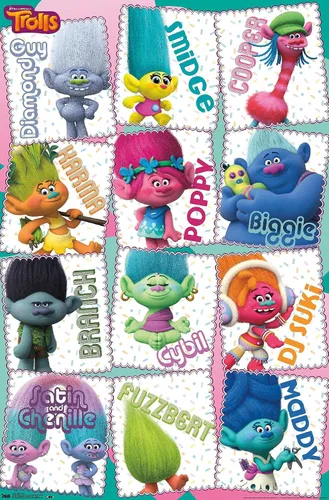 Vista 11 de Trends International Trolls - Grid Wall Poster, 22.4L x 14.7W, Barnwood Framed Version