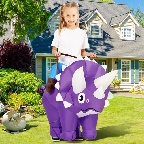 Vista 2 de GOOSH Disfraz inflable de dinosaurio para niños, disfraces de Halloween para niños y niñas, divertido disfraz inflable para fiesta de Halloween