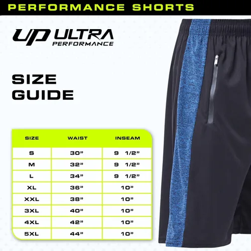 Vista 7 de Ultra Performance - Paquete de 5pantalones cortos deportivos para hombre con bolsillos de cremallera - Para correr, baloncesto y entrenamiento