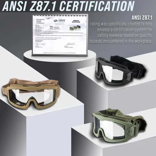 Vista 2 de Lancer Tactical AERO Airsoft Tactical Safety Goggles ANSI Z87.1, 3mm Dual Pane Anti-Fog Lens for Hunting, Paintball, Cycling