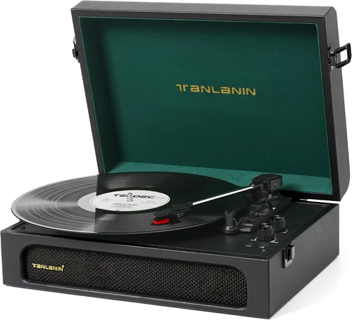 Vista 20 de Vinyl Record Player with Speakers Bass & Treble Control Turntable Green