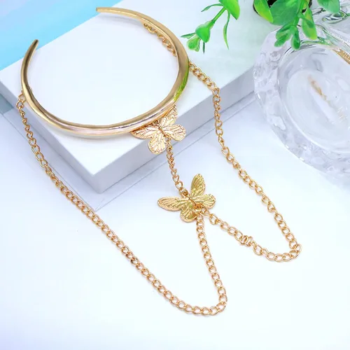 Vista 6 de HSQYJ Brazalete con borlas de cadena de mariposa, brazalete ajustable y simple, joyería de moda para mujer, chapado en oro y plata