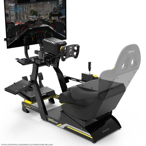 Vista 2 de Extreme Simracing Racing Simulator Cockpit With All Accessories (BlackYellow) - VIRTUAL EXPERIENCE V 3.0 Racing Simulator For Logitech G27, G29
