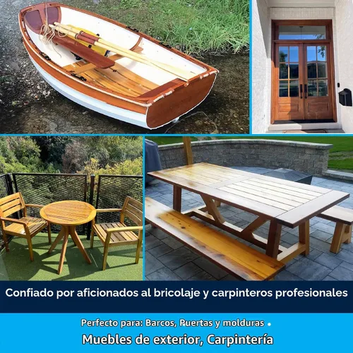 Vista 3 de TotalBoat Halcyon - Barniz marino a base de agua Acabado de poliuretano para madera de secado rápido para barcos, muebles de exterior y Clear Gloss