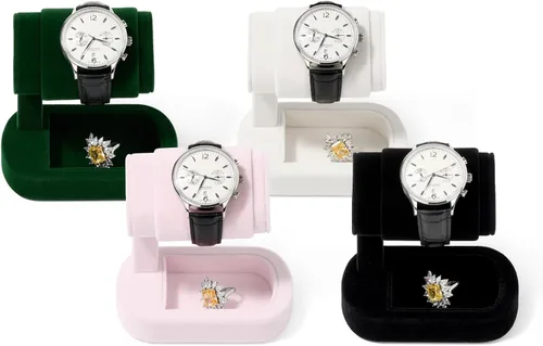 Vista 3 de Oirlv Soporte de exhibición de reloj individual Soporte de reloj de pulsera Negro