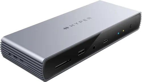 Vista 12 de Hyper Unidad USB-C y Thunderbolt 4 Hub con fuente de alimentación GaN integrada: tres puertos Thunderbolt 4 downstream y un puerto ascendente
