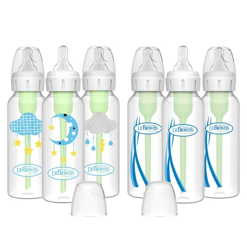Vista 21 de Dr. Brown's Natural Flow Anti-Colic Options+ Biberones estrechos de 8 oz/8.5 fl oz, con boquilla de flujo lento de nivel 1, paquete de 6, juego