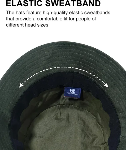 Vista 7 de GADIEMKENSD Sombrero de pescador 100% algodón, unisex, protección solar UPF 50, ligero, plegable Verde militar