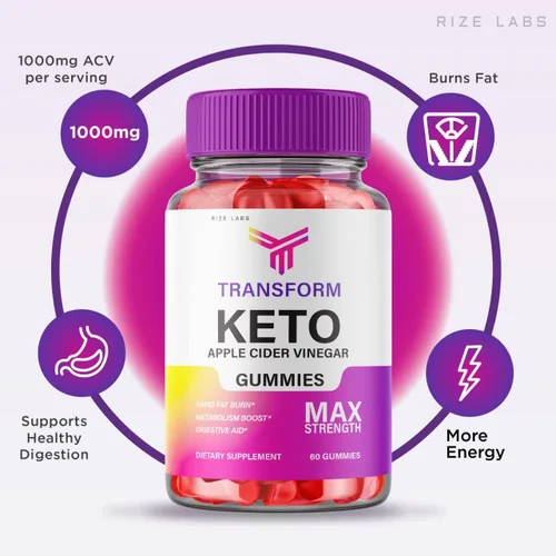 Vista 2 de rize labs - Gomitas avanzadas de vinagre de sidra de manzana Transform Keto (ACV) (60 gomitas)