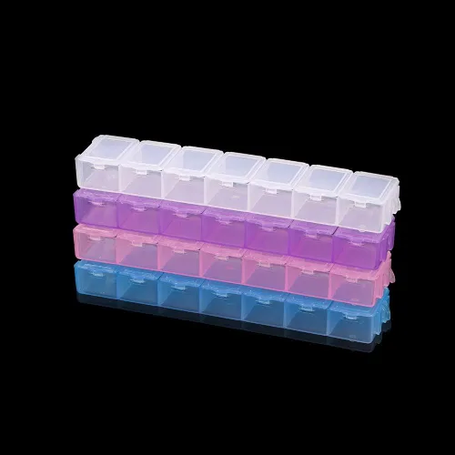 Vista 3 de Caja de almacenamiento transparente rectangular de plástico de 5.2 in, organizador de manualidades, manualidades, cuentas de bricolaje, caja de Azul