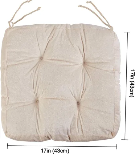 Vista 4 de Big Hippo Almohadillas cuadradas para silla con lazos, almohadillas de asiento suaves y gruesas para oficina, hogar o automóvil, 17 x 17 pulgadas