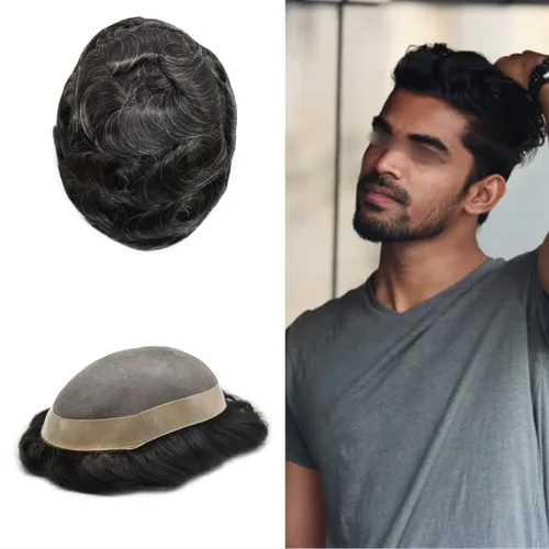 Vista 22 de Toupee - Sistema de cabello para hombre, monofilamento fino duradero, monofilamento europeo de repuesto para hombres, piezas de pelo