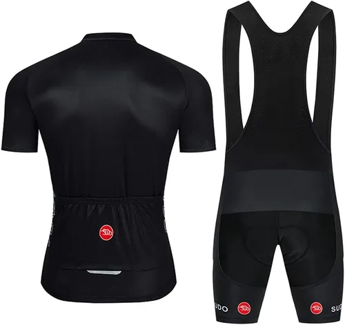 Vista 2 de Conjunto de camiseta de ciclismo para hombre, manga corta, transpirable, con relleno de gel 20D